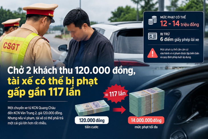 Chở 2 khách thu 120.000 đồng, tài xế có thể bị phạt gấp gần 117 lần- Ảnh 2.