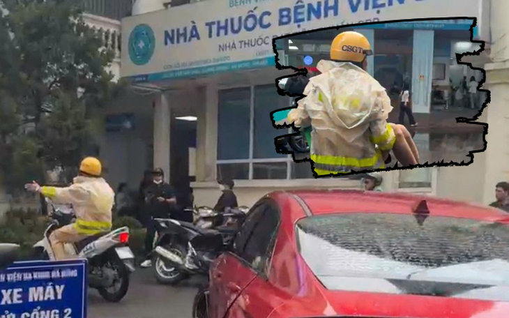 Thầy giáo cầu cứu giữa trời mưa, CSGT mở đường đưa nam sinh đi cấp cứu - Ảnh 1.