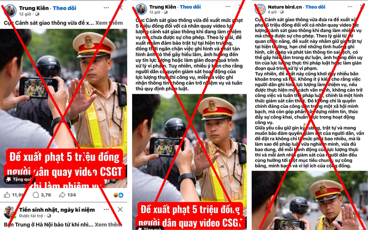 Cục CSGT bác bỏ thông tin phạt 5 triệu đồng người quay video CSGT làm nhiệm vụ- Ảnh 2. Cục CSGT bác bỏ thông tin phạt 5 triệu đồng người quay video CSGT làm nhiệm vụ- Ảnh 2.