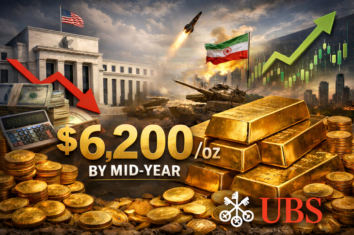 Ngân hàng UBS dự báo giá vàng lên 6.200 USD giữa năm 2026- Ảnh 1.