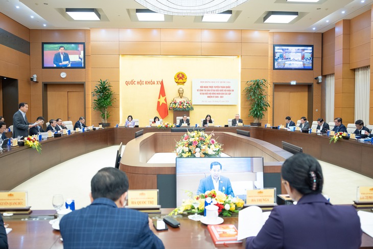 Khai mạc hội nghị trực tuyến toàn quốc về công tác bầu cử ĐBQH khóa XVI và đại biểu HĐND các cấp- Ảnh 1. Khai mạc hội nghị trực tuyến toàn quốc về công tác bầu cử ĐBQH khóa XVI và đại biểu HĐND các cấp- Ảnh 1.