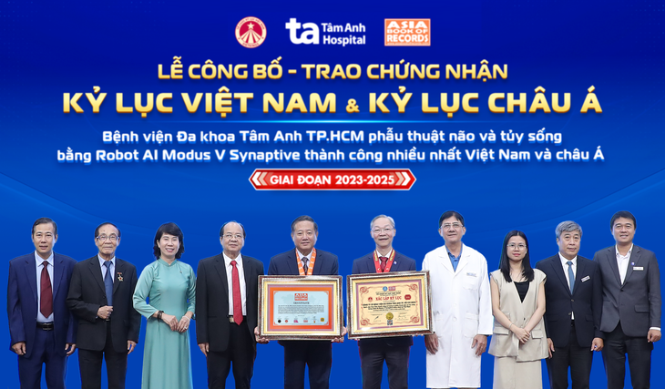 Bệnh viện Đa khoa Tâm Anh TP HCM nhận kỷ lục châu Á về phẫu thuật u não, đột quỵ bằng Robot AI- Ảnh 1. Bệnh viện Đa khoa Tâm Anh TP HCM nhận kỷ lục châu Á về phẫu thuật u não, đột quỵ bằng Robot AI- Ảnh 1.