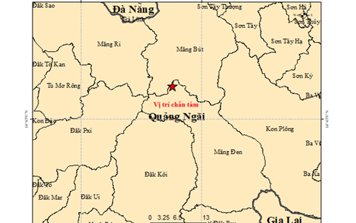 Động đất 3.2 độ ở Quảng Ngãi gây rung lắc nhẹ