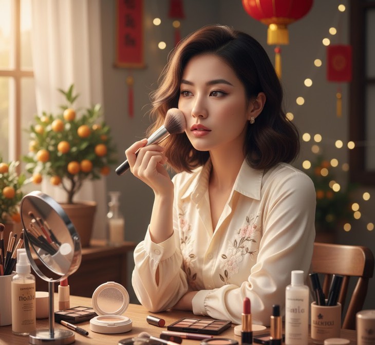 Cách trang điểm đẹp không bị lem khi đi du Xuân- Ảnh 1.