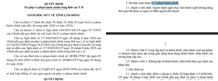 Vi phạm quy định khám chữa bệnh, một cơ sở y tế ở Lâm Đồng bị phạt 51 triệu đồng- Ảnh 1. Vi phạm quy định khám chữa bệnh, một cơ sở y tế ở Lâm Đồng bị phạt 51 triệu đồng- Ảnh 1.