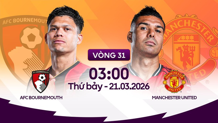 Lịch thi đấu bóng đá hôm nay ngày 20/3 - 21/3: MU đấu Bournemouth- Ảnh 1.