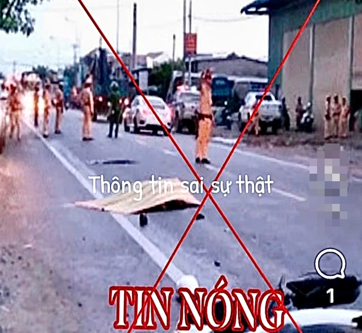 Bác bỏ tin 'CSGT bị xe đầu kéo cán tử vong' lan truyền trên Facebook
