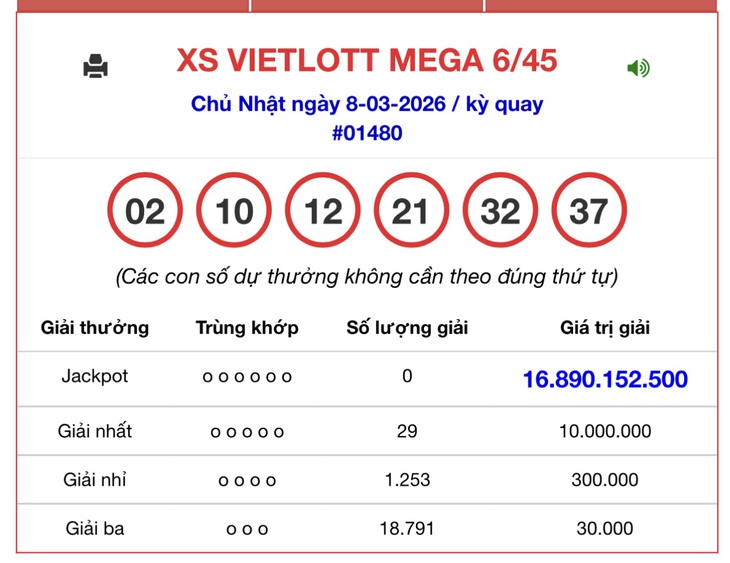 Kết quả xổ số Vietlott hôm nay 29/3/2026 - Vietlott 29/3 - Xổ số Mega 6/45 ngày 29/3- Ảnh 10. Kết quả xổ số Vietlott hôm nay 29/3/2026 - Vietlott 29/3 - Xổ số Mega 6/45 ngày 29/3- Ảnh 10.