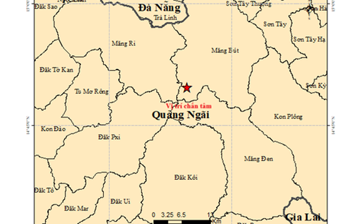 Động đất 3.9 độ ở Quảng Ngãi