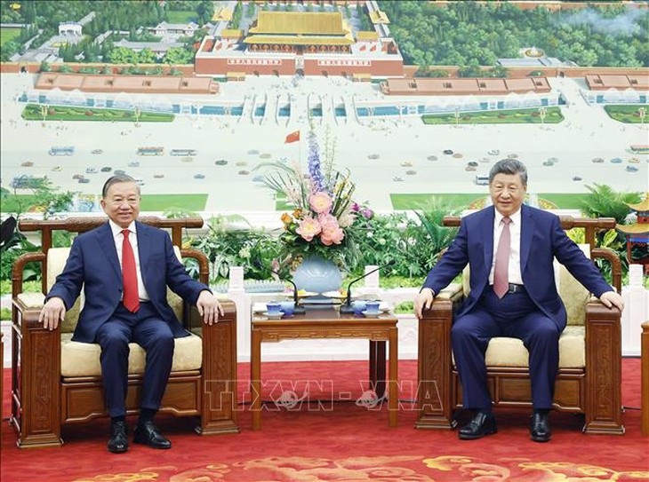 Tổng Bí thư, Chủ tịch nước Tô Lâm và Phu nhân cùng Tổng Bí thư, Chủ tịch nước Tập Cận Bình và Phu nhân dự tiệc trà- Ảnh 1.