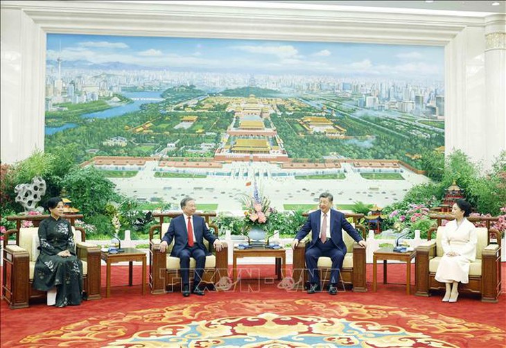 Tổng Bí thư, Chủ tịch nước Tô Lâm và Phu nhân cùng Tổng Bí thư, Chủ tịch nước Tập Cận Bình và Phu nhân dự tiệc trà- Ảnh 2.