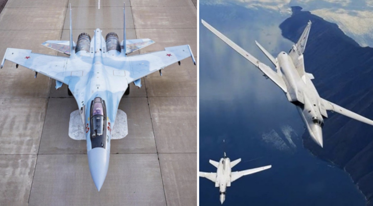 Tiêm kích Su-35 hộ tống 'sát thủ tàu sân bay' Tu-22M3 qua biển Baltic- Ảnh 1. Tiêm kích Su-35 hộ tống 'sát thủ tàu sân bay' Tu-22M3 qua biển Baltic- Ảnh 1.