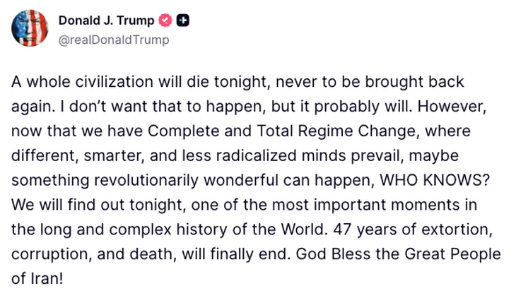 Ông Trump bất ngờ 'xuống thang', tạm dừng tấn công Iran sau tối hậu thư cứng rắn- Ảnh 1.