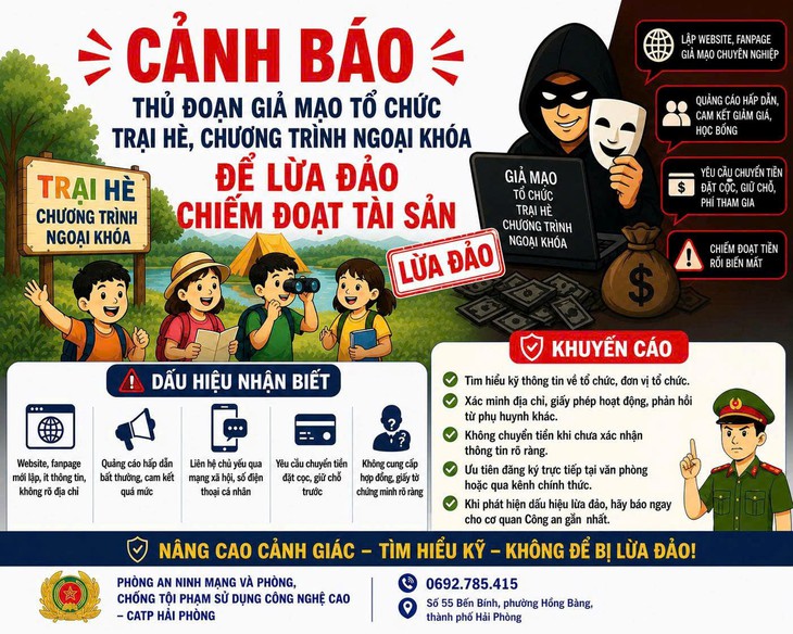 Cảnh báo giả mạo 'trại hè quân đội', 'học kỳ công an' lừa phụ huynh chuyển tiền- Ảnh 1. Cảnh báo giả mạo 'trại hè quân đội', 'học kỳ công an' lừa phụ huynh chuyển tiền- Ảnh 1.