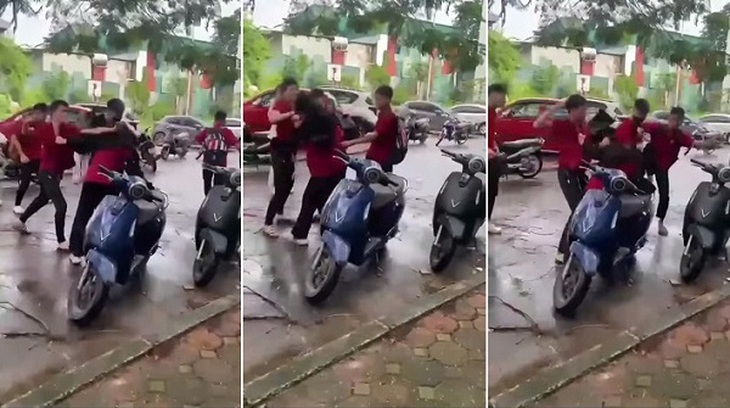 Nhóm mặc ‘áo đỏ' đánh một thanh niên ở Hà Nội- Ảnh 1.