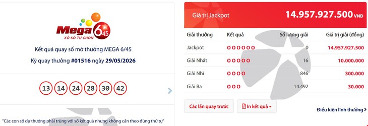 Kết quả xổ số Vietlott hôm nay 21/6/2026 - Vietlott 21/6 - Xổ số Mega 6/45 ngày 21/6- Ảnh 11. Kết quả xổ số Vietlott hôm nay 21/6/2026 - Vietlott 21/6 - Xổ số Mega 6/45 ngày 21/6- Ảnh 11.