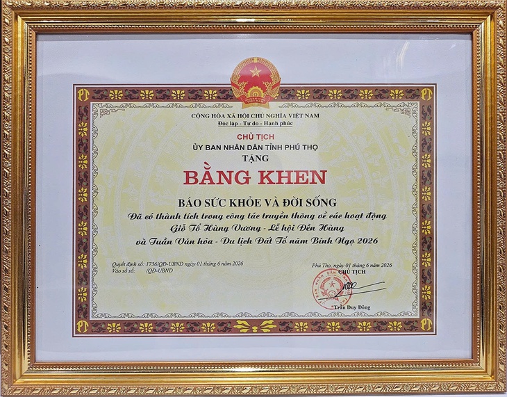 Báo Sức khỏe và Đời sống được khen thưởng vì tuyên truyền tốt Lễ Giỗ Tổ Hùng Vương 2026- Ảnh 2. Báo Sức khỏe và Đời sống được khen thưởng vì tuyên truyền tốt Lễ Giỗ Tổ Hùng Vương 2026- Ảnh 2.