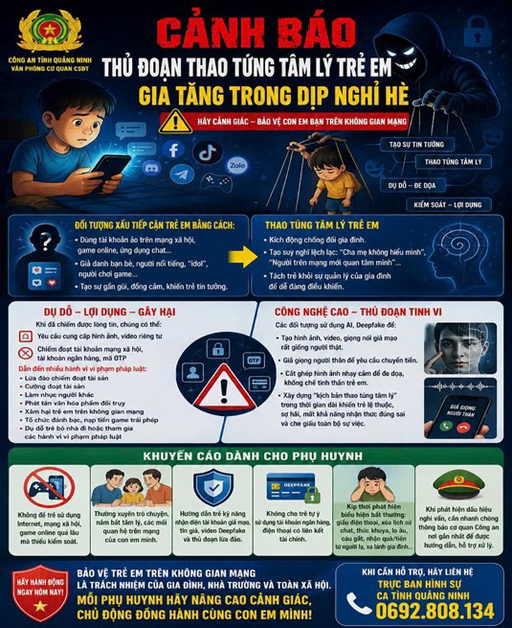 Cảnh báo thao túng tâm lý trẻ em trong dịp nghỉ hè 2026 - Ảnh 1.