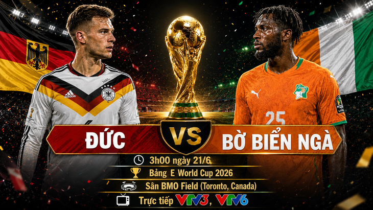 Kênh và link xem trực tiếp Đức vs Bờ Biển Ngà - World Cup 2026 ngày 21/6- Ảnh 1. Kênh và link xem trực tiếp Đức vs Bờ Biển Ngà - World Cup 2026 ngày 21/6- Ảnh 1.