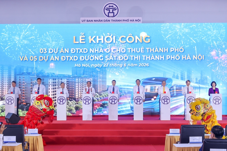 Thủ tướng dự lễ khởi công đồng thời 5 tuyến đường sắt đô thị và 3 dự án nhà ở cho thuê- Ảnh 4. Thủ tướng dự lễ khởi công đồng thời 5 tuyến đường sắt đô thị và 3 dự án nhà ở cho thuê- Ảnh 4.