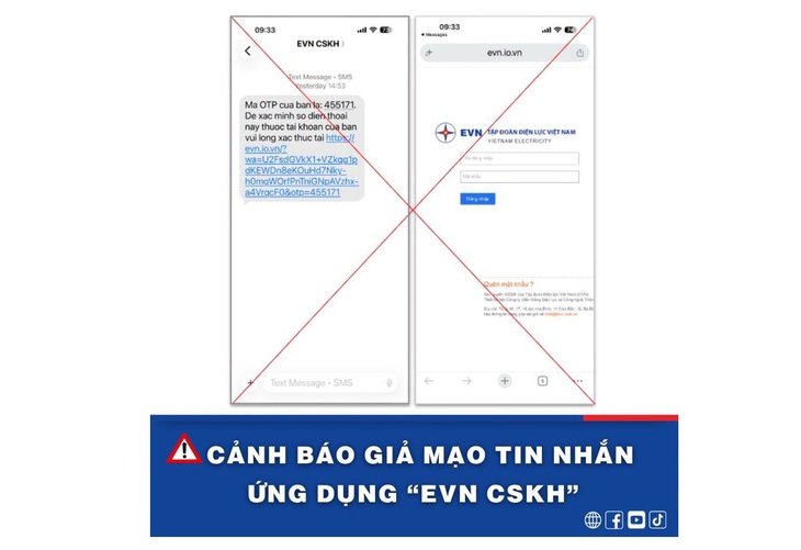 EVN cảnh báo thủ đoạn lừa đảo mới bằng tin nhắn OTP giả mạo năm 2026 - Ảnh 1. EVN cảnh báo thủ đoạn lừa đảo mới bằng tin nhắn OTP giả mạo năm 2026 - Ảnh 1.