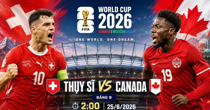 Kênh và link xem trực tiếp Thụy Sĩ vs Canada - World Cup 2026 ngày 25/6 - Ảnh 1.