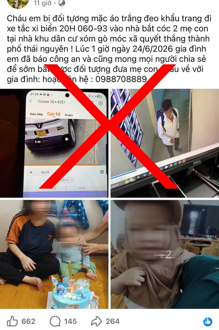 Không có dấu hiệu xảy ra vụ bắt cóc 2 mẹ con tại Thái Nguyên - Ảnh 1.
