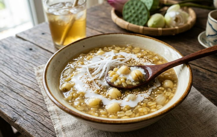 Chè đậu xanh hạt sen - món ăn thanh nhiệt, giải độc ngày hè  - Ảnh 1.