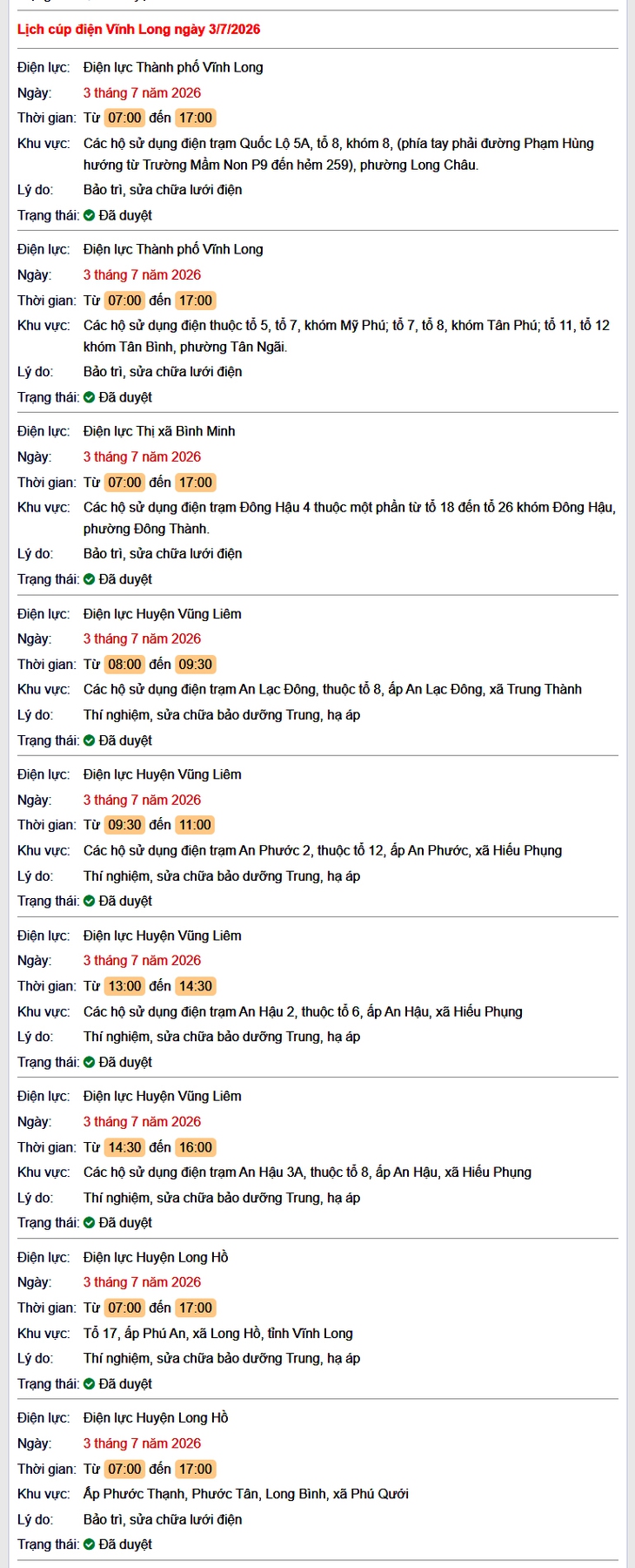 Tra cứu lịch cúp điện Cần Thơ hôm nay Thứ 6 ngày 3/7/2026- Ảnh 1.