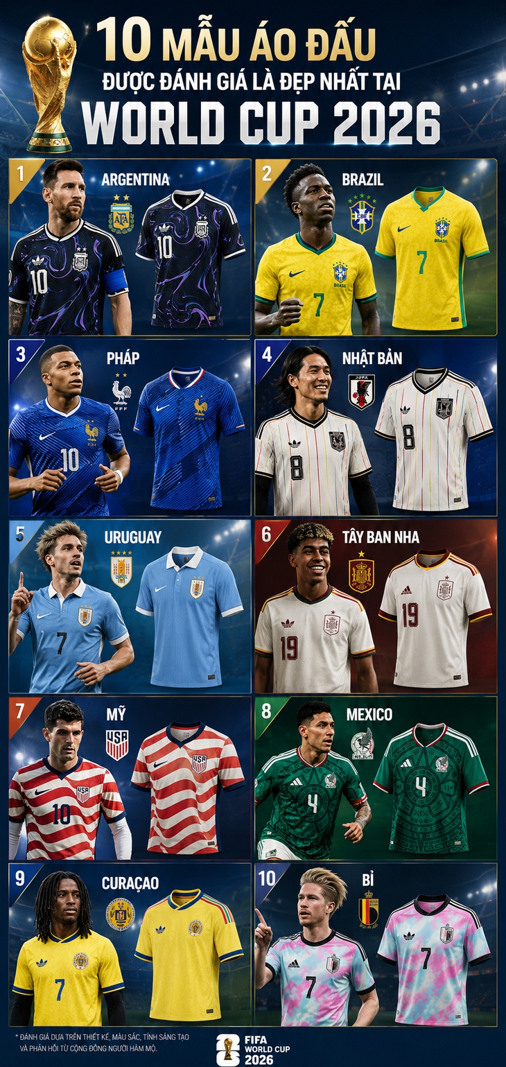 Những mẫu áo đấu đẹp tại World Cup 2026- Ảnh 1.