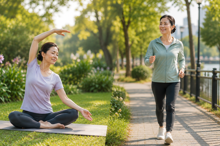 Phụ nữ trung niên nên ưu tiên yoga hay đi bộ?- Ảnh 1.
