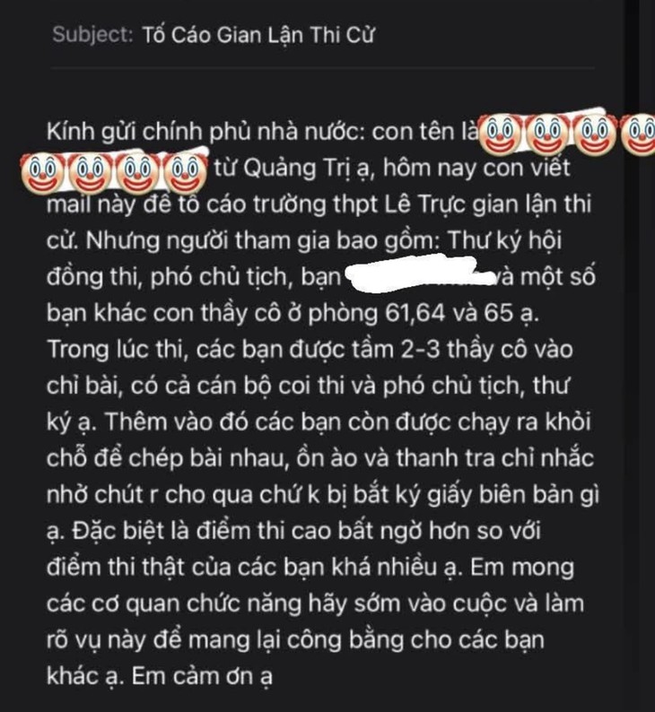 Xác minh phản ánh gian lận trong Kỳ thi tốt nghiệp THPT tại Quảng Trị- Ảnh 2.