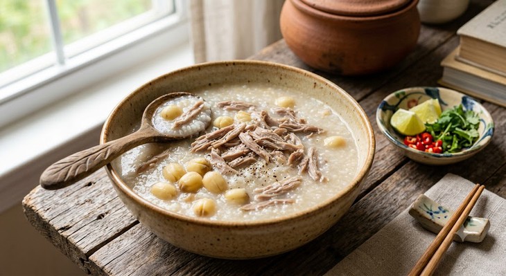 10 món cháo từ chim bồ câu bồi bổ khí huyết, kiện tỳ vị - Ảnh 1.