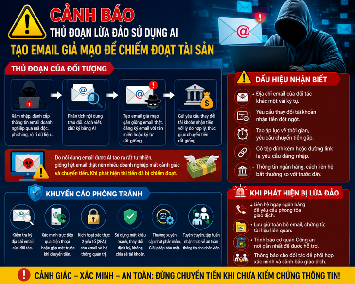 Cảnh báo lừa đảo sử dụng AI tạo email giả mạo để chiếm đoạt tài sản - Ảnh 1.
