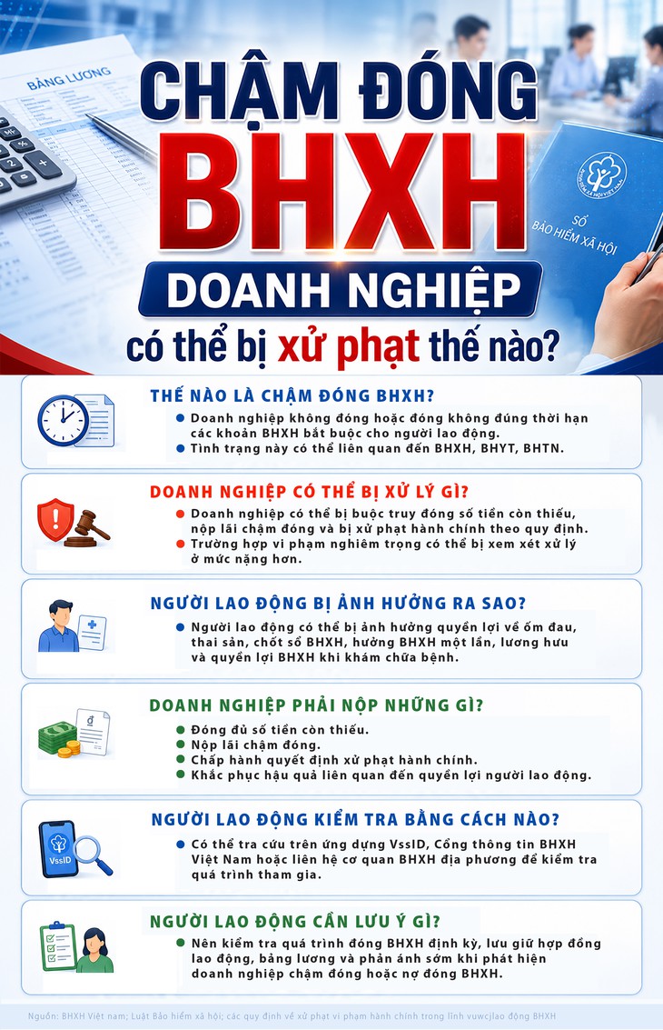 Chậm đóng BHXH, doanh nghiệp có thể bị xử phạt thế nào?- Ảnh 1.