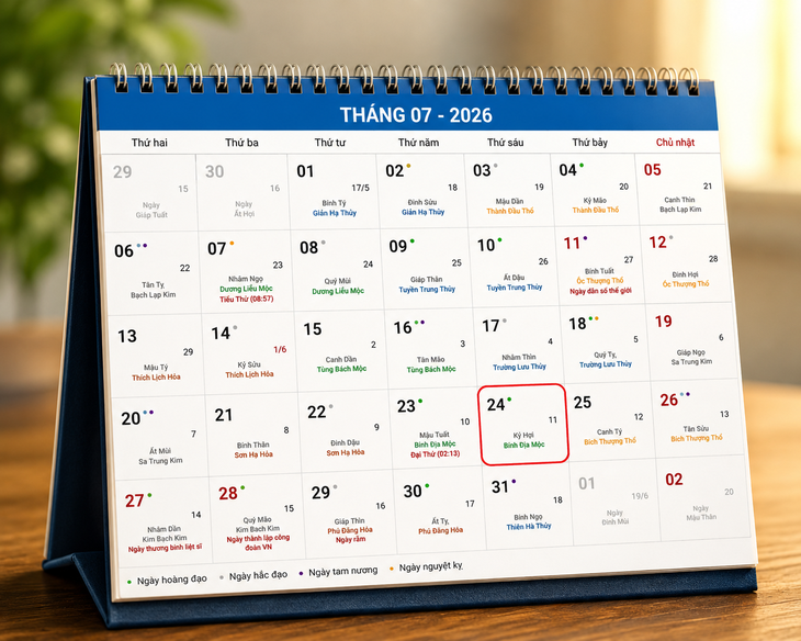 Âm lịch hôm nay 24/7 - Lịch âm 24/7 - Lịch vạn niên ngày 24/7/2026- Ảnh 1.