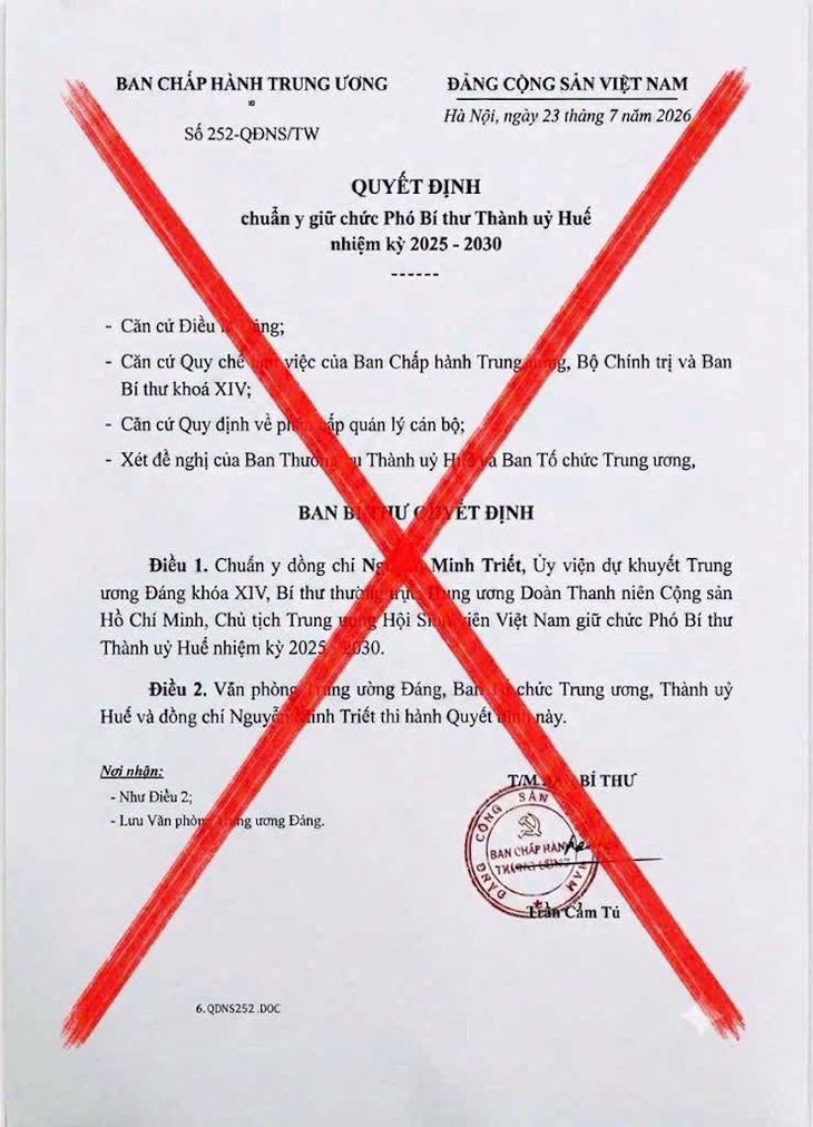 Huế: Cảnh báo văn bản giả mạo về công tác nhân sự lan truyền trên mạng xã hội- Ảnh 1.