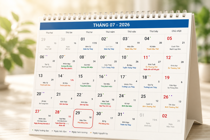 Âm lịch hôm nay 29/7 - Lịch âm 29/7 - Lịch vạn niên ngày 29/7/2026 - Ảnh 1.