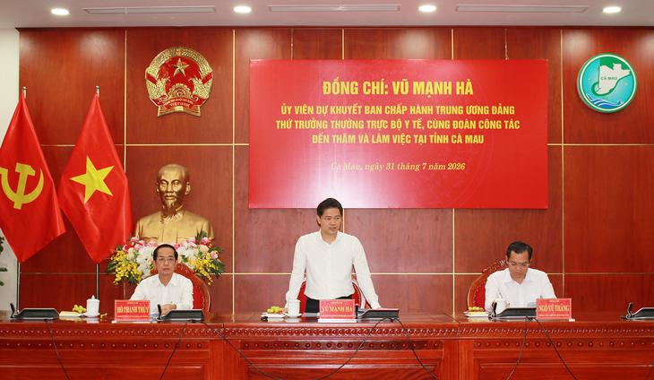 Thứ trưởng Thường trực Vũ Mạnh Hà: Cà Mau cần phát triển hệ thống y tế cân bằng giữa 3 cấp chăm sóc - Ảnh 2.