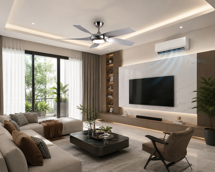 Kết hợp điều hòa và quạt trần thế nào để vừa mát vừa tiết kiệm điện?- Ảnh 1.