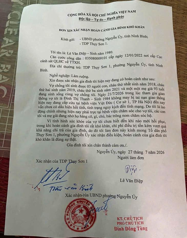 MS 1103: Người mẹ rơi vào hôn mê sau tai nạn giao thông, 3 con thơ nheo nhóc ngóng mẹ về - Ảnh 4.