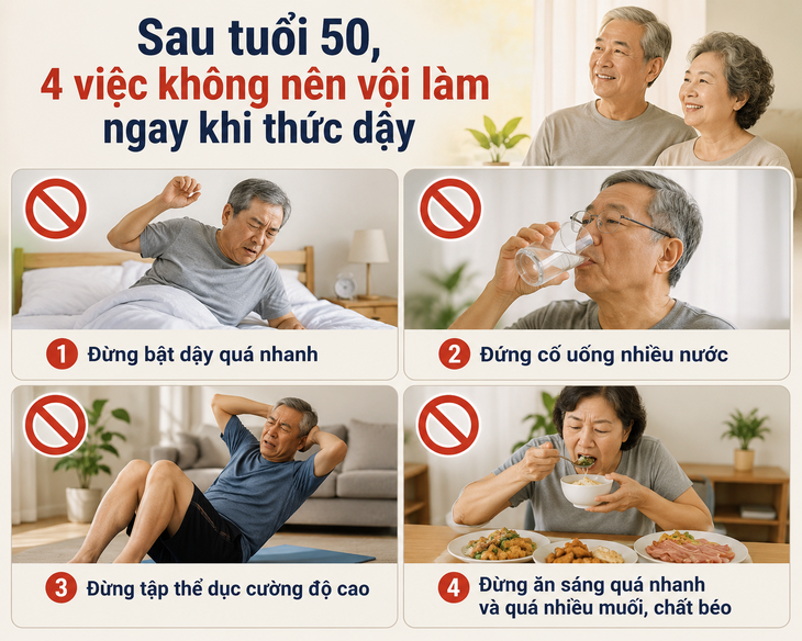 Sau tuổi 50, 4 việc không nên vội làm ngay khi thức dậy - Ảnh 1.