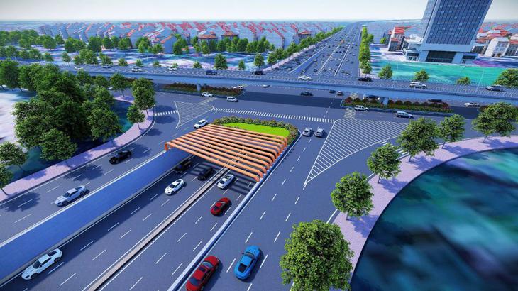 Hầm chui 750 tỷ được kỳ vọng giảm ủn tắc Vành đai 2 nhìn từ trên cao- Ảnh 11.