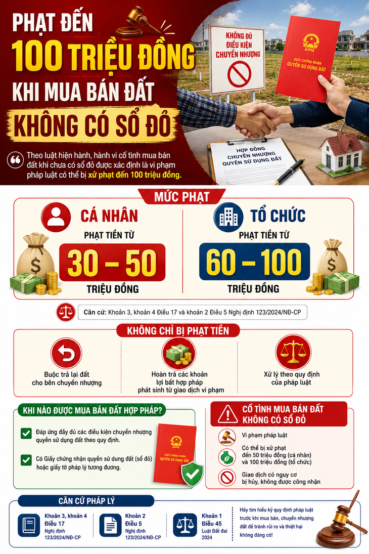 Mua bán đất không có sổ đỏ, người dân có thể bị phạt đến hàng trăm triệu đồng- Ảnh 1.