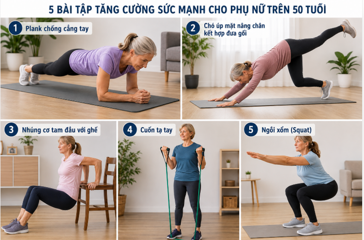 5 bài tập tăng cường sức mạnh cho phụ nữ trên 50 tuổi - Ảnh 1.