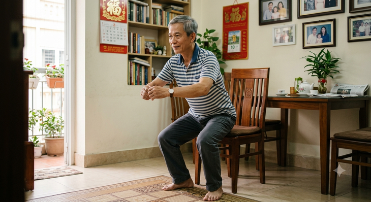 Vì sao càng lớn tuổi càng nên duy trì bài tập đứng lên, ngồi xuống thường xuyên? - Ảnh 1.