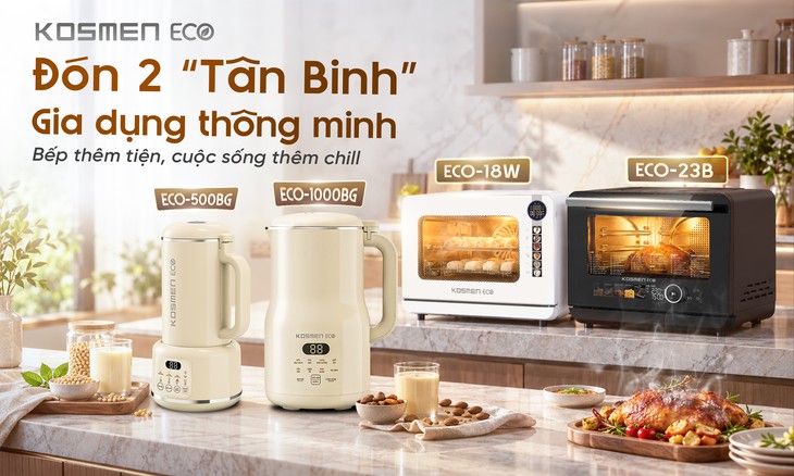 Kosmen Eco trình làng bộ đôi gia dụng máy làm sữa hạt & nồi chiên hơi nước - Ảnh 1.