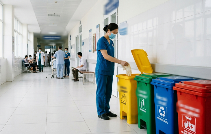 Phân loại chất thải tại nguồn, góp phần xây dựng bệnh viện xanh, sạch, đẹp - Ảnh 1.