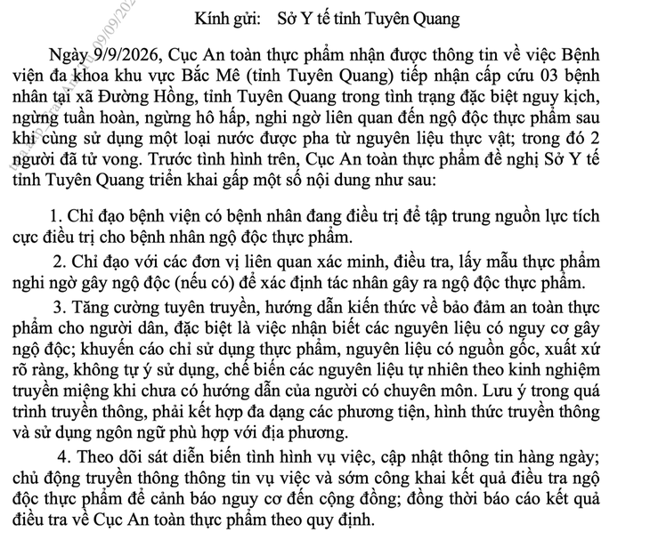 Bộ Y tế vào cuộc vụ 2 người ở Tuyên Quang tử vong sau khi uống một loại nước pha từ thực vật- Ảnh 1.