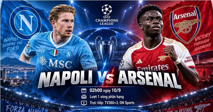 Lịch thi đấu bóng đá hôm nay ngày 9/9 - 10/9: Đại chiến Napoli vs Arsenal- Ảnh 1.